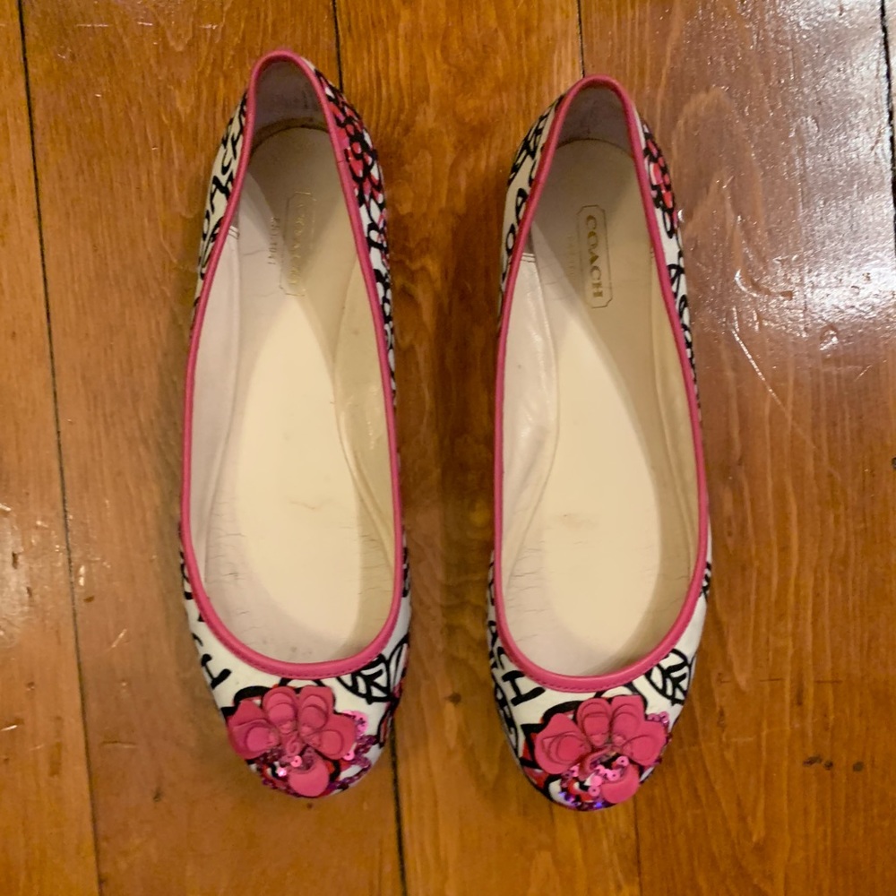 Pink and Black Graffiti Adessa Coach Ballet Flat